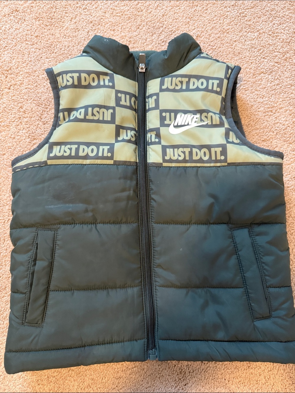 Nike Kids Green & Olive 'Just Do It.' Puffer Vest